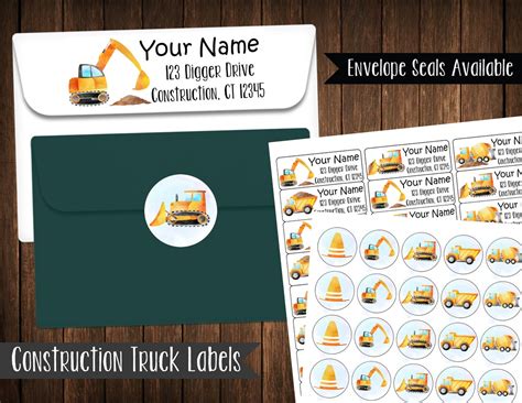 Construction Truck Address Labels, Mailing Labels - Etsy