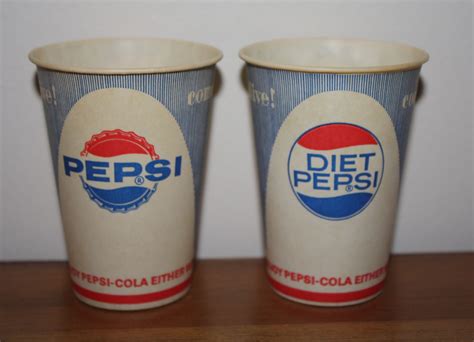 1960s Pepsi, Diet Pepsi Vending Paper Cups; Original Vintage Advertising