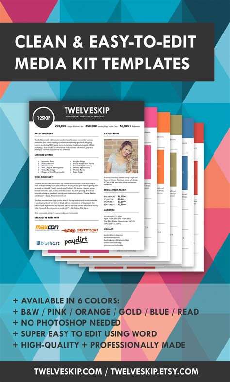 Media Kit, Press Kit Templates { Easy To Edit, Clean & High Quality } Marketing | Media kit ...