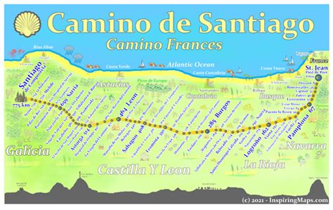 Camino de Santiago Map - Camino Frances Distances