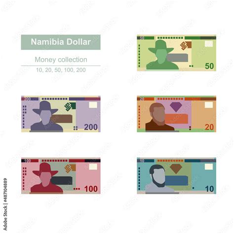 Namibian Dollar Vector Illustration. Namibia money set bundle banknotes ...