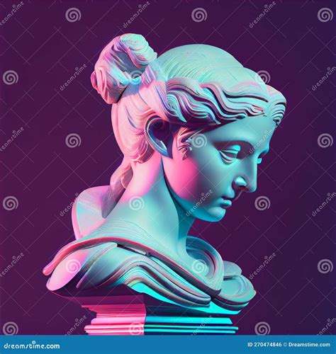 Statue Neon. Gypsum Statue With Ancient Greek Sculpture . Webpunk, Vaporwave, Syntwave ...