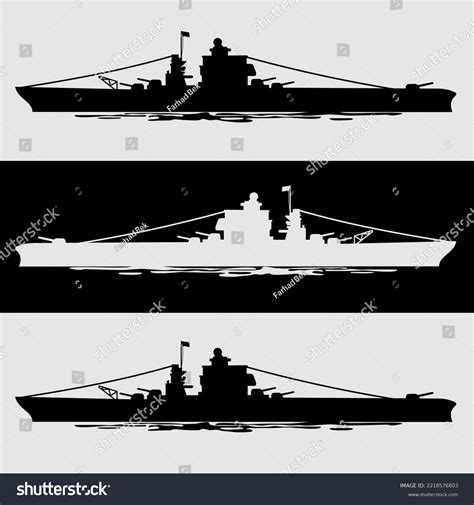 Warship Naval Ship Silhouette Vector Illustration Stock Vector (Royalty ...