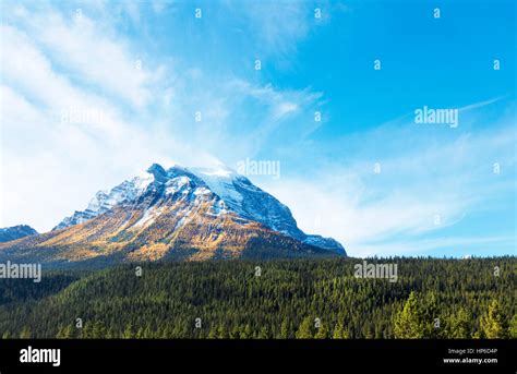 Mount Temple in autumn, Banff National Park, Alberta, Canada Stock ...