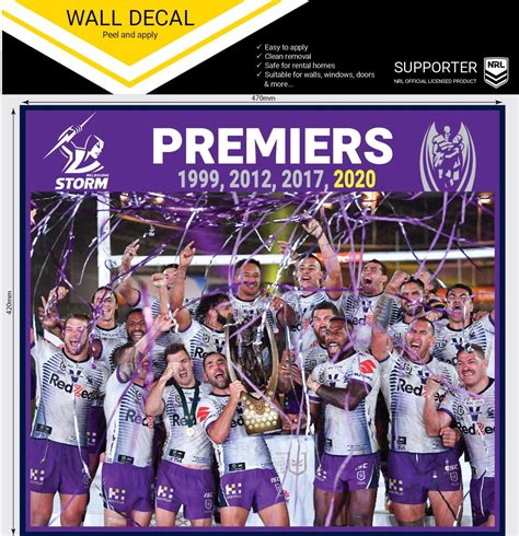 Melbourne Storm NRL WALL Decal Sticker 2020 Premiers Premiership 466mm