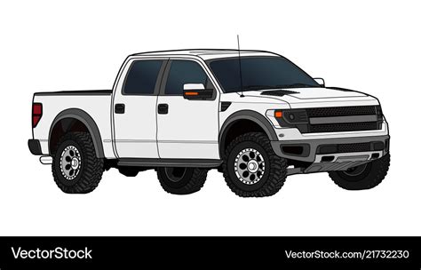 Pickup truck template isolated on white Royalty Free Vector