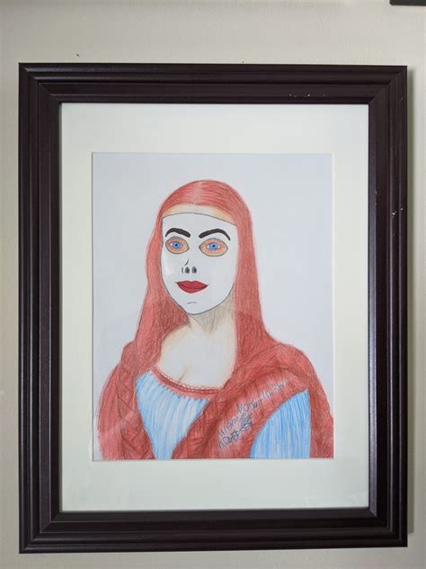 Mona Lisa Red - Original with Frame - Crossing The Street .Art