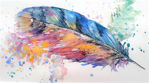 Whimsical Watercolor Feather Tutorial - YouTube