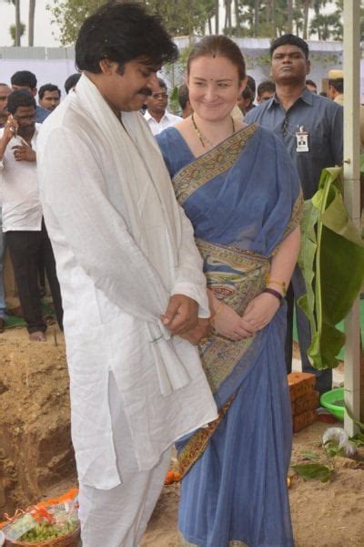 Pawan Kalyan and his wife Anna Lezhneva at Bhoomi Pooja – South India ...