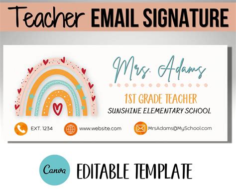 Teacher Email Signature Email Template for Teachers Email - Etsy in 2022 | Email signature ...