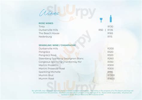 @the Beach Bar menù, Pretoria - Main Menu | Sluurpy