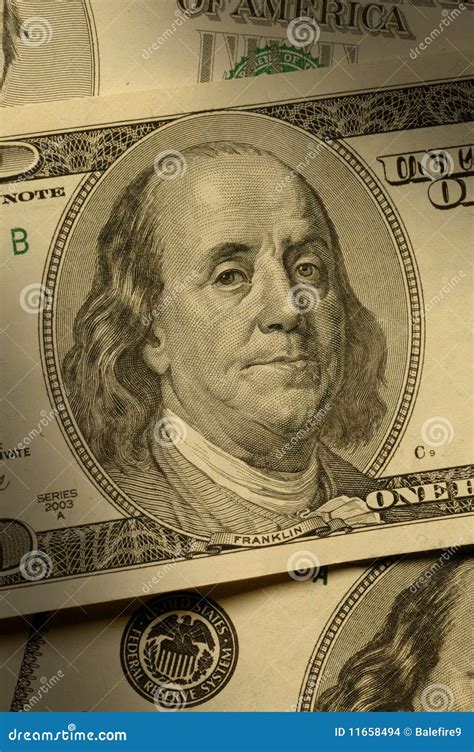 Close-up Of Benjamin Franklin On The $100 Bill Stock Images - Image ...