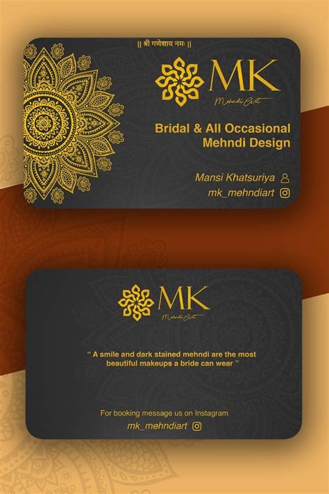 Discover more than 68 visiting card for mehndi artist - seven.edu.vn