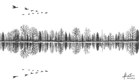 Lake Reflection Drawing by Adam Vereecke - Fine Art America