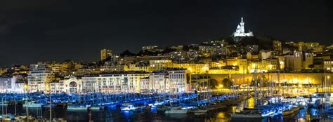 Marseille Vieux Port at Night Stock Image - Image of france, panoramic ...