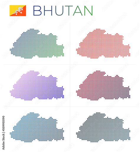 Bhutan dotted map set. Map of Bhutan in dotted style. Borders of the ...