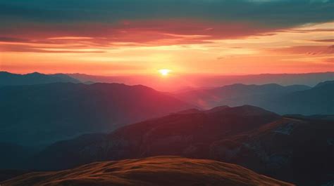 Premium Photo | Sunset View from the Top of a Mountain