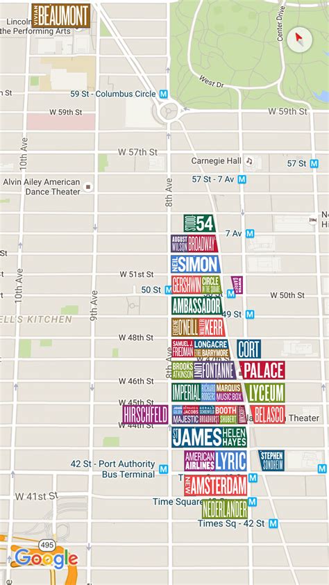 [Map] Map of all Broadway Theatres in NYC | Broadway theatre, Map, Broadway nyc