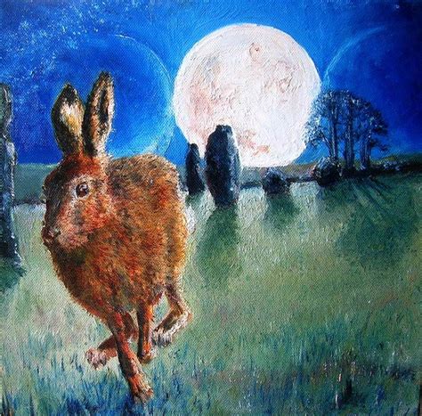 Wild hare, Moon gazing hares, Nature art