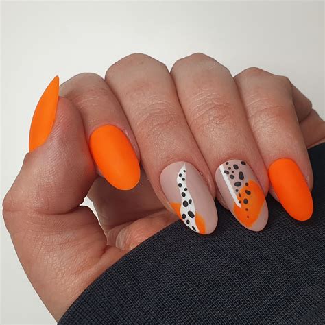 Neon Orange Abstract nails | Orange nail art, Nails, Abstract nail art