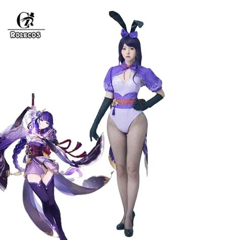 GENSHIN IMPACT BAAL Bunny Girl Raiden Shogun Cosplay Costume Sexy Women Jumpsuit £48.52 ...