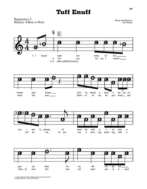 Tuff Enuff by The Fabulous Thunderbirds Sheet Music for E-Z Play Today at Sheet Music Direct