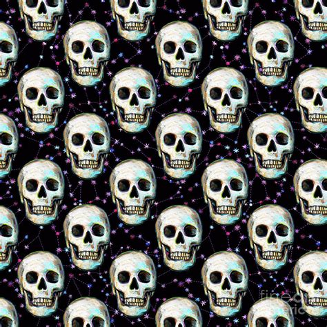 Gothic Skulls and Stars Pattern Digital Art by Robert Phelps - Pixels