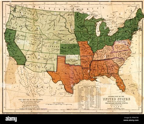 General map of the United States, showing the area and extent of the free & slave-holding states ...