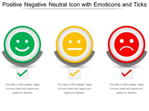 Positive Negative Neutral Icon With Emoticons And Ticks | PowerPoint Slide Templates Download ...