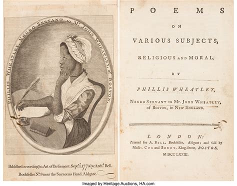 Phillis Wheatley. Poems on Various Subjects, Religious and Moral. | Lot #45177 | Heritage Auctions