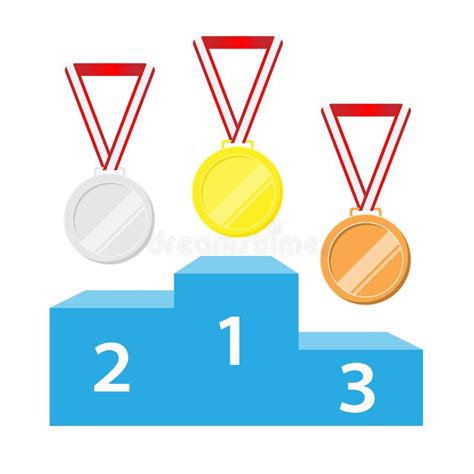 Medals Gold, Silver, Bronze and Podium. Olympics Cartoon Stock Vector - Illustration of ...