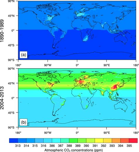 The maps of global historical atmospheric CO2 concentrations (ppm)... | Download Scientific Diagram