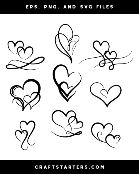 Fancy Double Heart Silhouette Clip Art