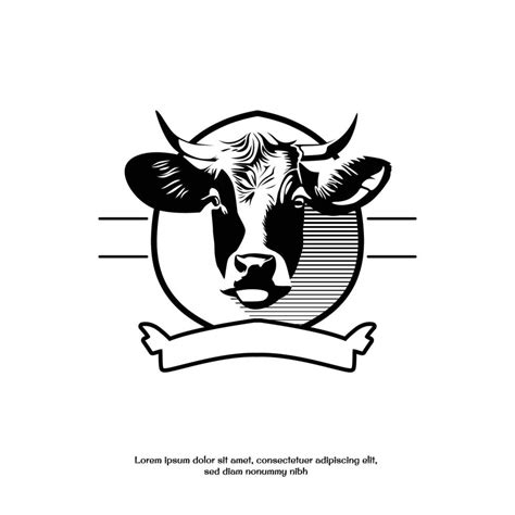 cow logo illustration black and white vector design 22959819 Vector Art at Vecteezy