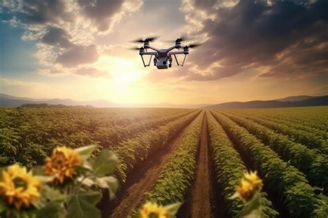 Premium AI Image | Agriculture drone fly on fields ai generated