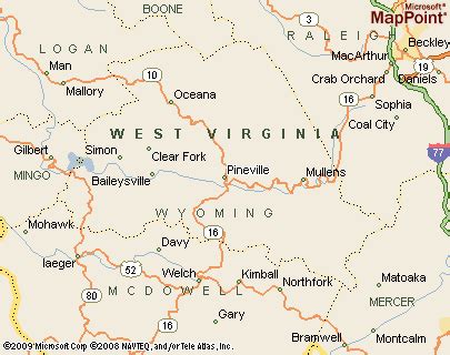 Pineville, West Virginia Area Map & More