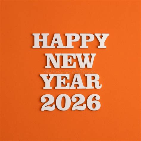 Happy New Year 2026 in Wooden Letters on Orange Background Stock Image ...