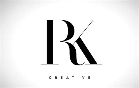 RK Artistic Letter Logo Design with Serif Font in Black and White Colors Vector Illustration ...