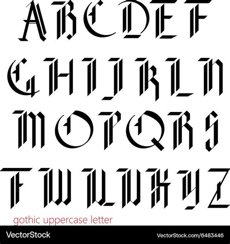 Blackletter modern gothic font Royalty Free Vector Image