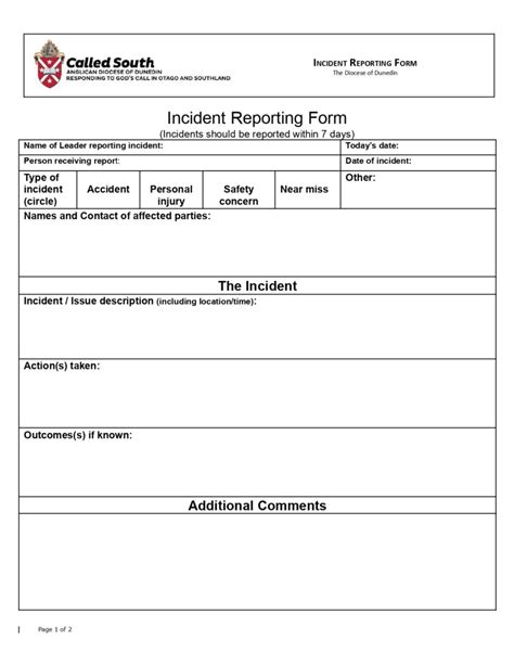 2022 Incident Reporting Form.docx_page-0001 | Anglican Diocese of Dunedin