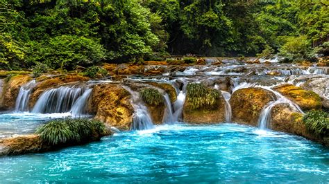 River waterfall in Xiaoqikong Scenic Area, Libo County, Guizhou province, China | Windows ...