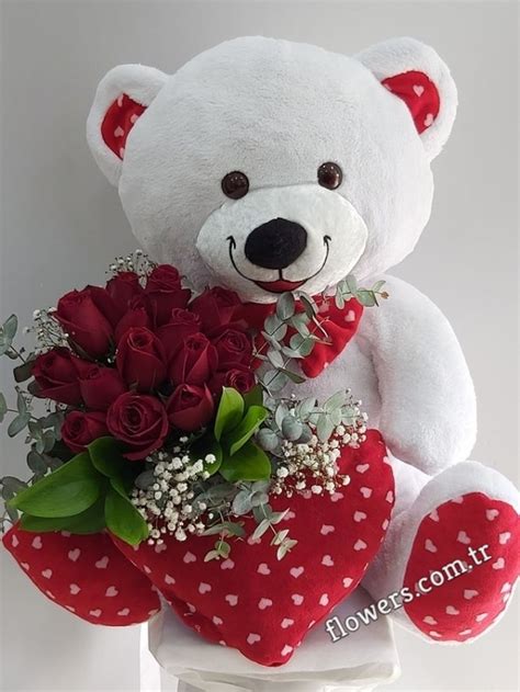 Teddy Bear and Red Rose Bouquet