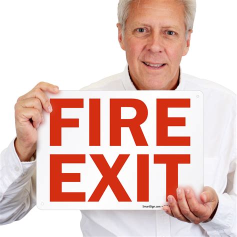 Fire Exit Sign, White, SKU: S-1638