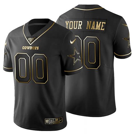 Dallas Cowboys Custom Men's Nike Black Golden Limited NFL 100 Jersey