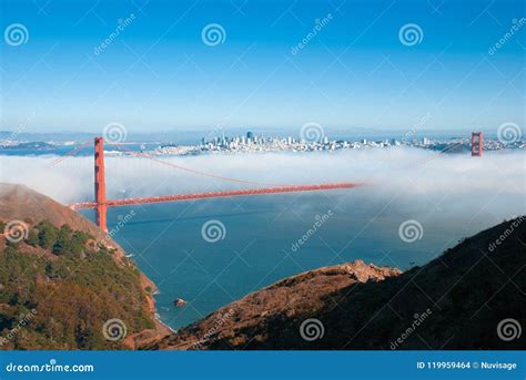 San Francisco Golden Gate Bridge on Foggy Day Dramatic Evening L Stock Photo - Image of green ...