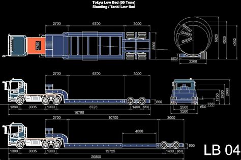 Lowboy Trailers 2D DWG Plan for AutoCAD • Designs CAD