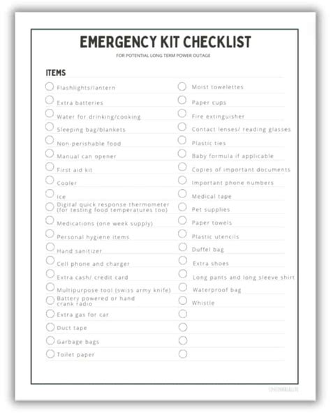 FREE Printable Emergency Kit Checklist: Be Disaster Ready ⋆ Love Our ...