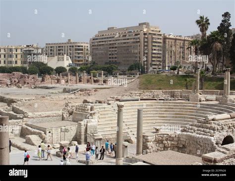 Auditorium at site of ancient ruins of the Roman Theater in Alexandria Egypt Stock Photo - Alamy