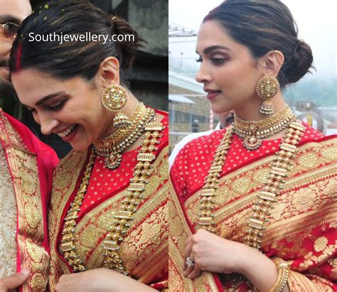 Deepika Padukone in antique gold polki jewellery - Indian Jewellery Designs