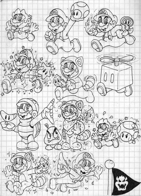 Super Mario 3D Land Power-Ups Doodles (Mario) by ElCajarito on DeviantArt